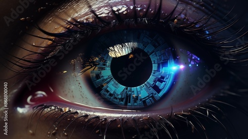 Galaxy in the eye. Futuristic art