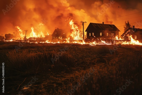 Steppe fires during drought destroy fields threaten homes and residents must extinguish Disaster harms environment and economy photo