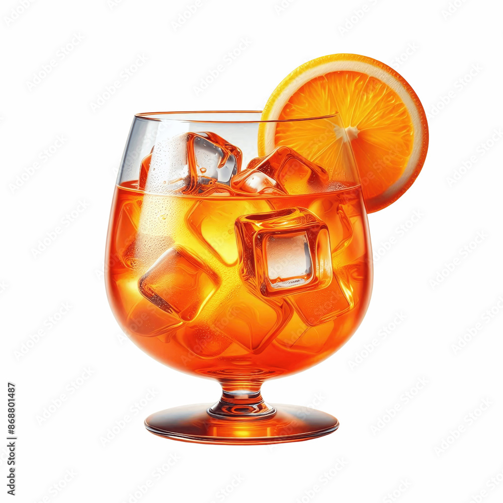 Refreshing Aperol Spritz with Orange Slices, isolated on transparent background