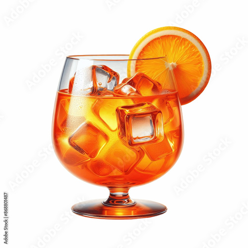 Obraz na płótnie Refreshing Aperol Spritz with Orange Slices, isolated on transparent background w salonie