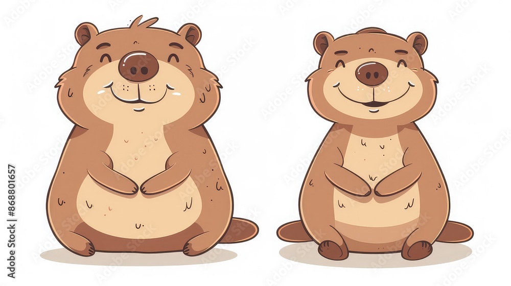 Adorable Capybara Duo: Cute Cartoon Characters Adorable Capybara Duo: Cute Cartoon Characters