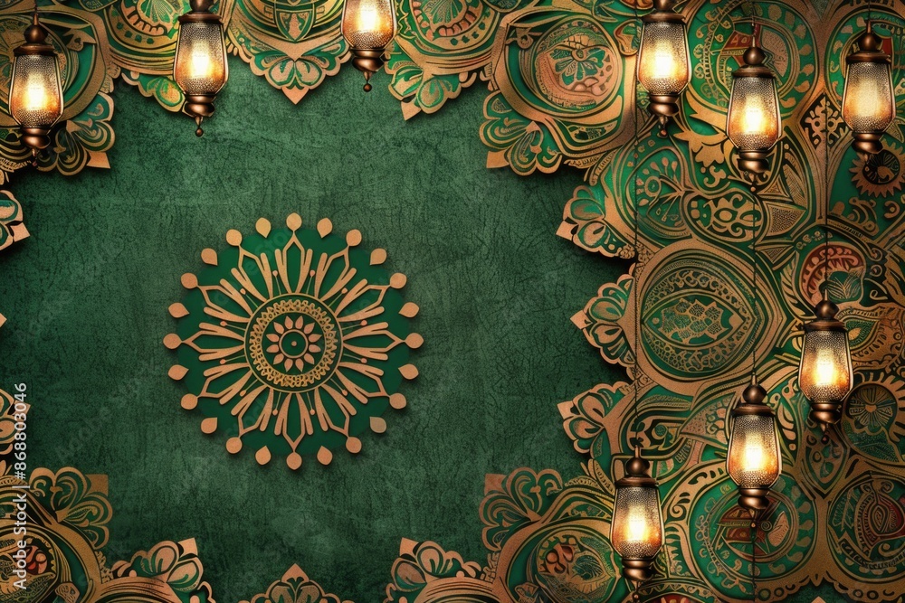 Green and Gold Decorative Wall Design Green and Gold Decorative Wall Design