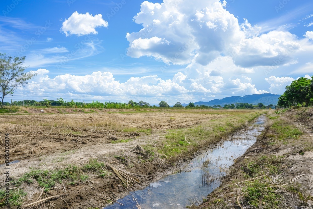 Summer water crisis due to long term drought and heatwave affecting agricultural canals Summer water crisis due to long term drought and heatwave affecting agricultural canals
