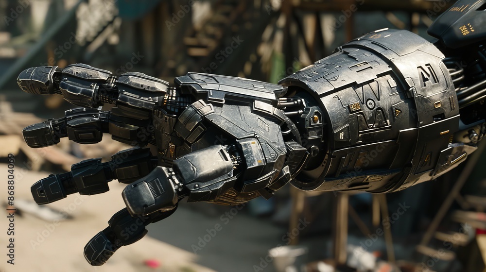 Fototapeta premium Detailed view of ai robot s hand portraying modern artificial intelligence concepts