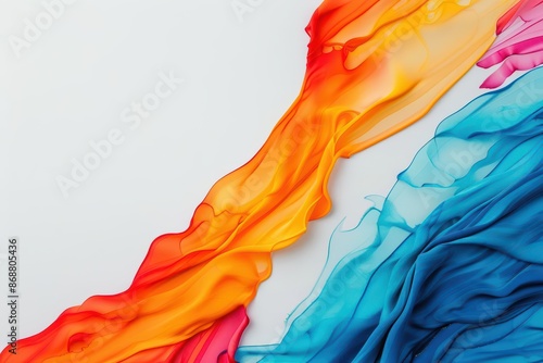 Abstract depiction of business marketing with futuristic watercolor shapes on a white background with copy space