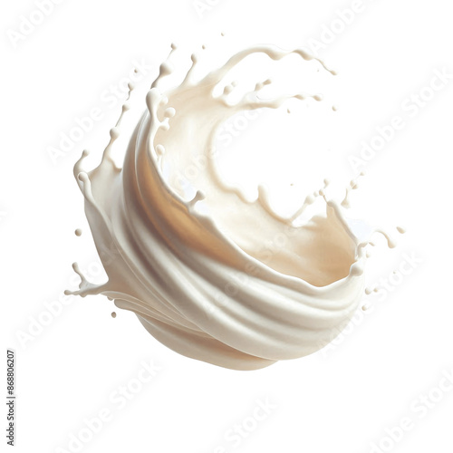 Dynamic Milk Splash, isolated on transparent background