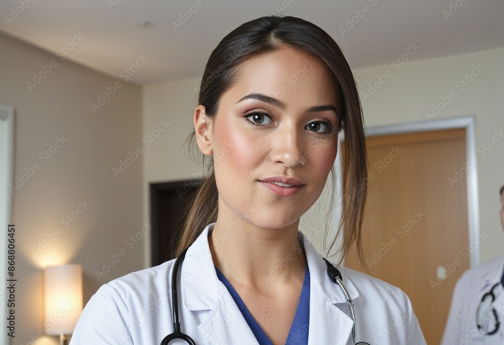 Explanation and treatment by a confident female practitioner in a clinic setting for a sick patient Explanation and treatment by a confident female practitioner in a clinic setting for a sick patient