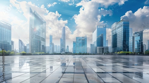 Cityscape with Skyscrapers and Empty Plaza © Hanasta