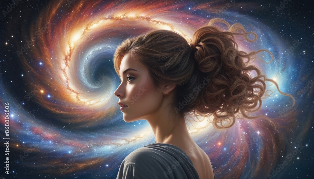 Φωτογραφία Celestial Beauty: A Mesmerizing Woman with Auburn Hair, Lost in the Glamour of t