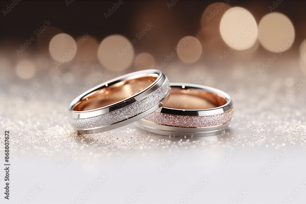 Two wedding rings on table Two wedding rings on table