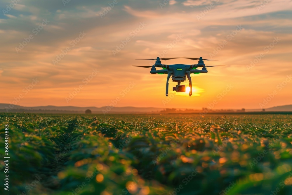 Using a smart agriculture drone to fly over rural land for farming and harvesting Using a smart agriculture drone to fly over rural land for farming and harvesting