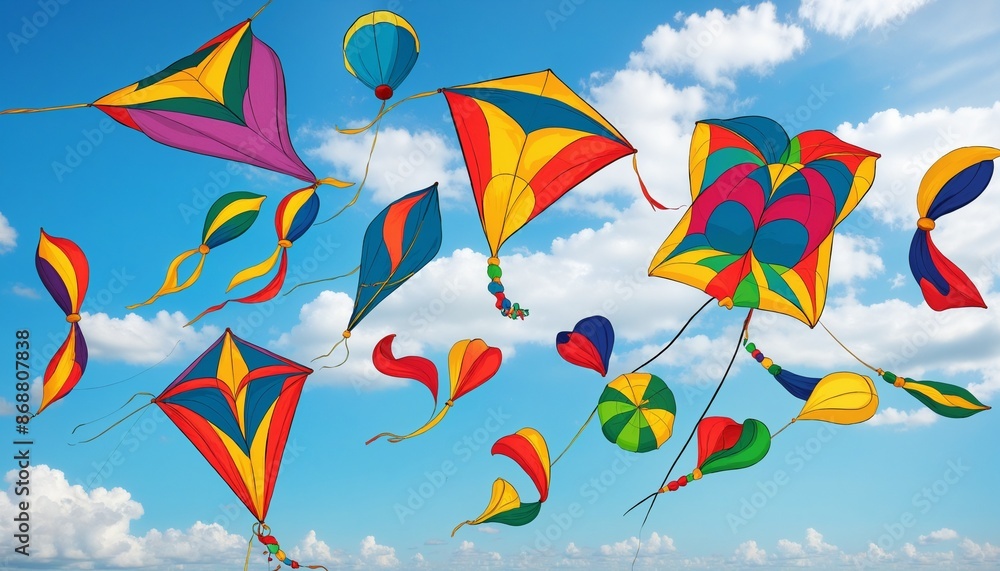 Fototapeta premium Celebrate the Festival of Makar Sankranti with Vibrant Kites Soaring in the Sky
