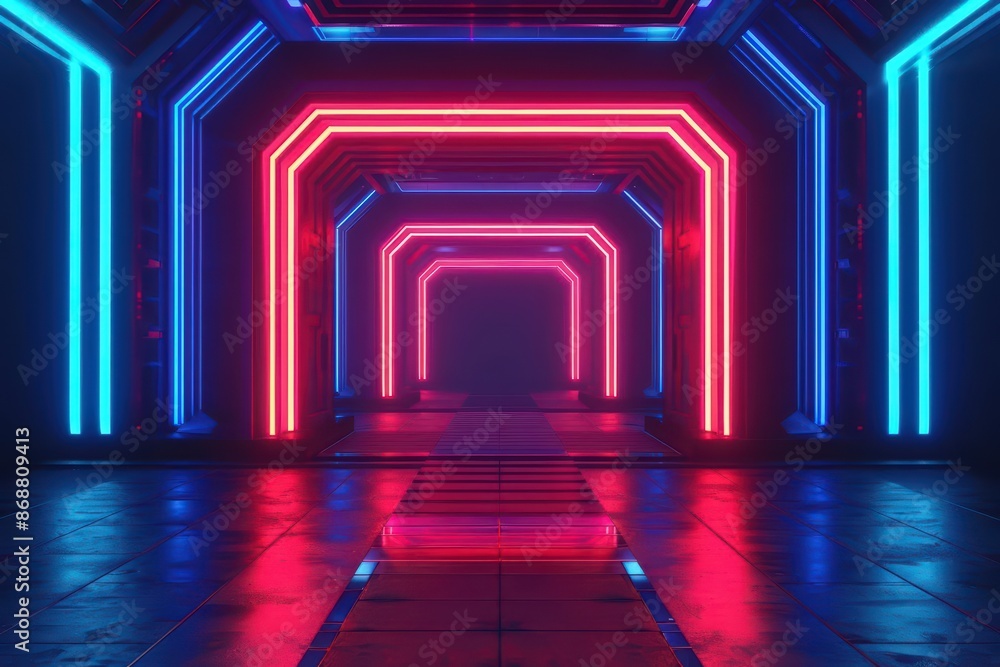 Hightech illustration of a futuristic pet with vibrant neon accents and modern aesthetics with copy space Hightech illustration of a futuristic pet with vibrant neon accents and modern aesthetics with copy space