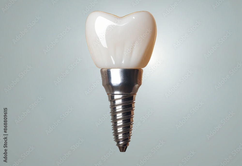 Three-dimensional dental implant symbol representing modern oral health technology Three-dimensional dental implant symbol representing modern oral health technology