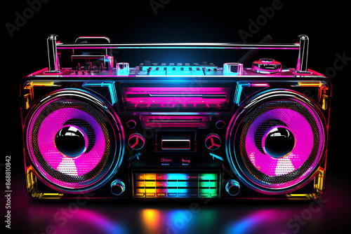 Neon-Lit Boombox