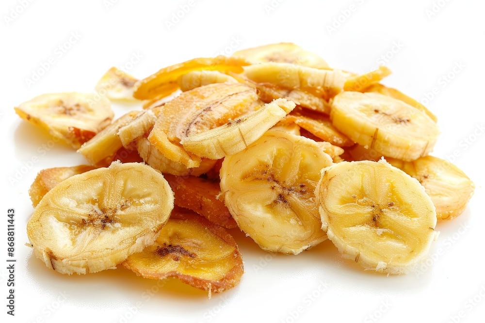 Banana chips against white background