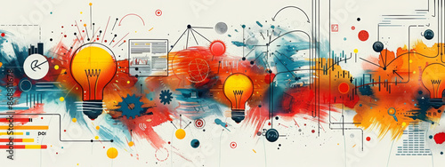 Design art concept abstract contemporary modern background business graphic idea. Work concept art design retro office poster icon hand team success digital ad artwork visual technology research job.