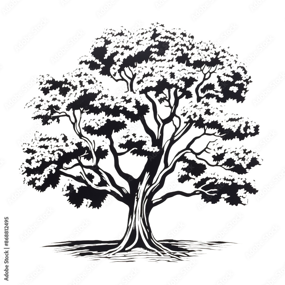 Obraz premium Oak Tree Silhouette Isolated on Transparent background