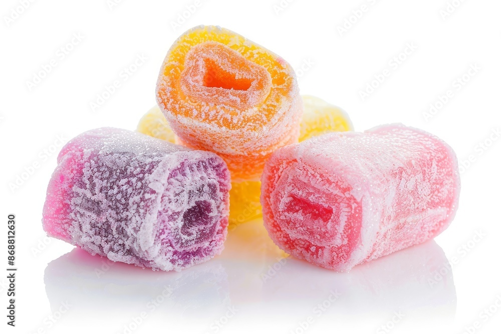 Berry pastille fruit rolls on white background Berry pastille fruit rolls on white background