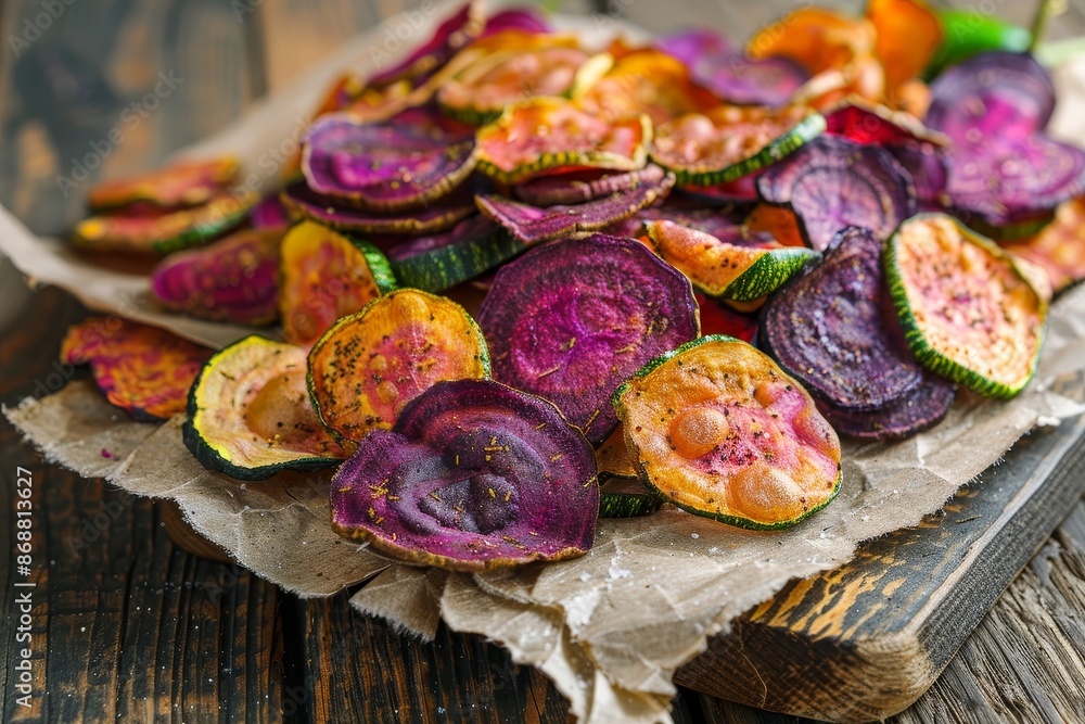 Vegetable chips made from beetroot and zucchini Vegetable chips made from beetroot and zucchini