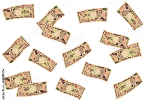 舞い散る一万円札　	新紙幣