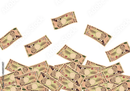 降り積もる一万円札（新紙幣）
