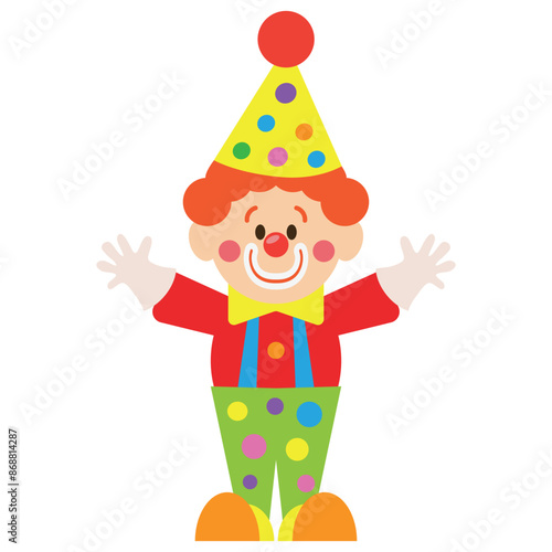 Cute circus clown vector cartoon illustration