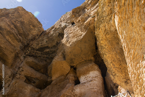 The exterior view of Karaftu Cave in Kurdistan Province of Iran photo