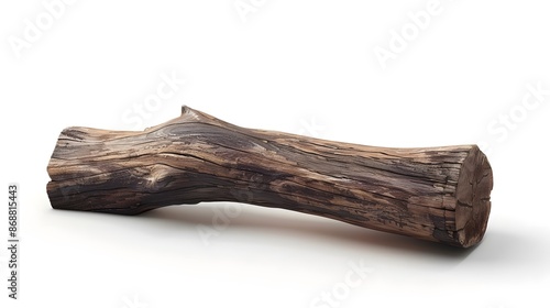 Wood log realistic isolated on white background