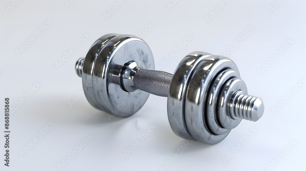 Obraz premium Chrome Dumbbell with Adjustable Weights Isolated on White Background