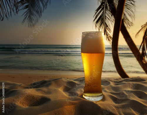 Cerveza en la playa photo