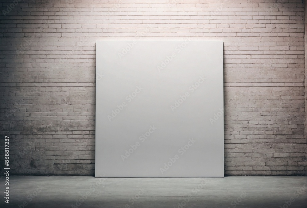 white poster on brick wall white poster on brick wall