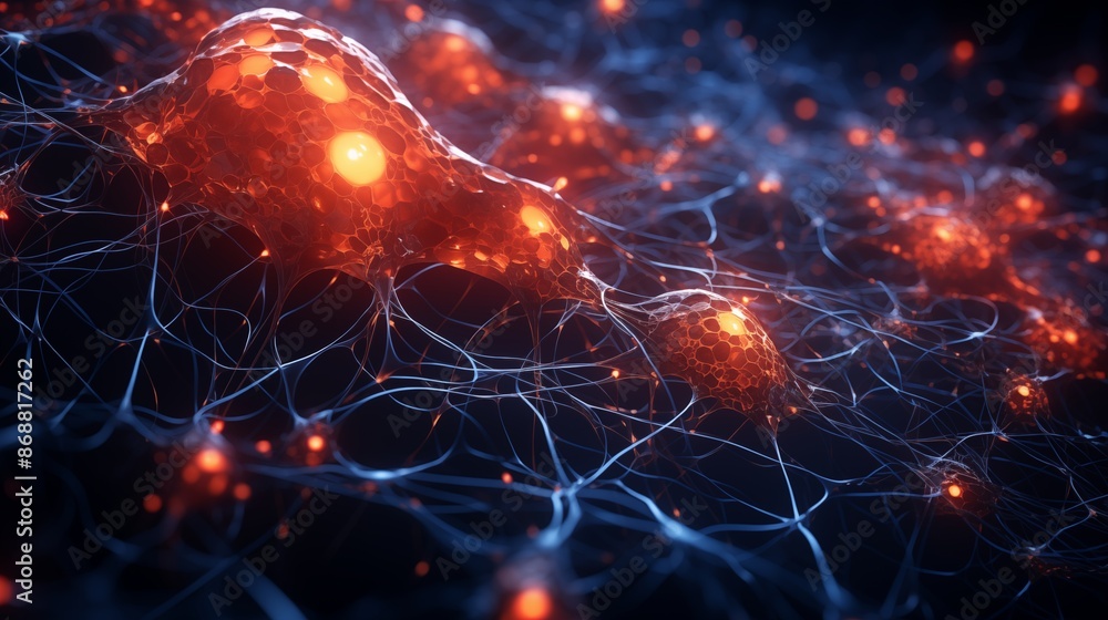 Neural connection, bright lights, synapses Neural connection, bright lights, synapses