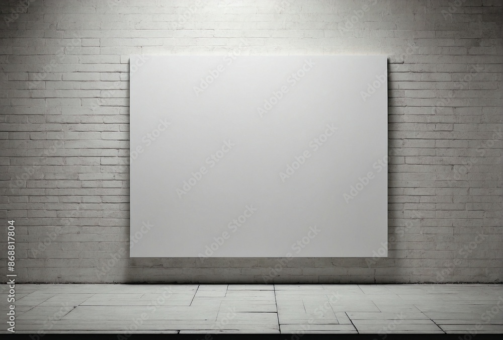 A white wall with a blank white sign on it A white wall with a blank white sign on it