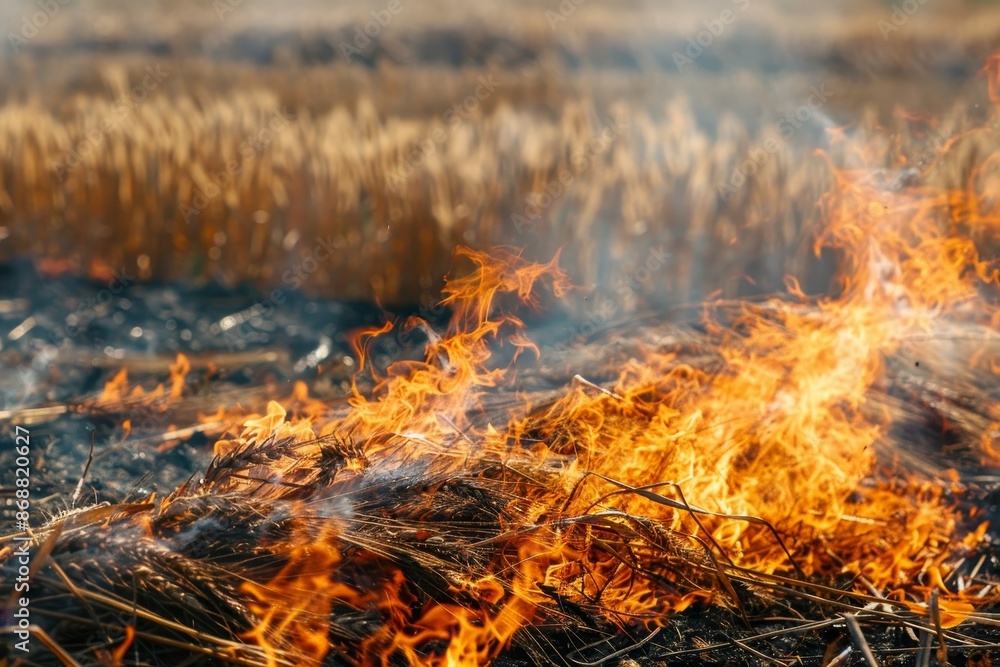 Wildfire in post harvest wheat field Wildfire in post harvest wheat field