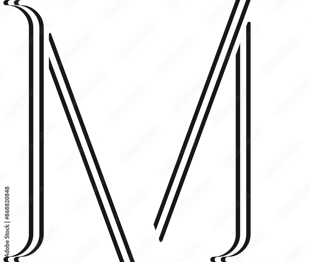 Trendy white font, alphabet letter M Trendy white font, alphabet letter M