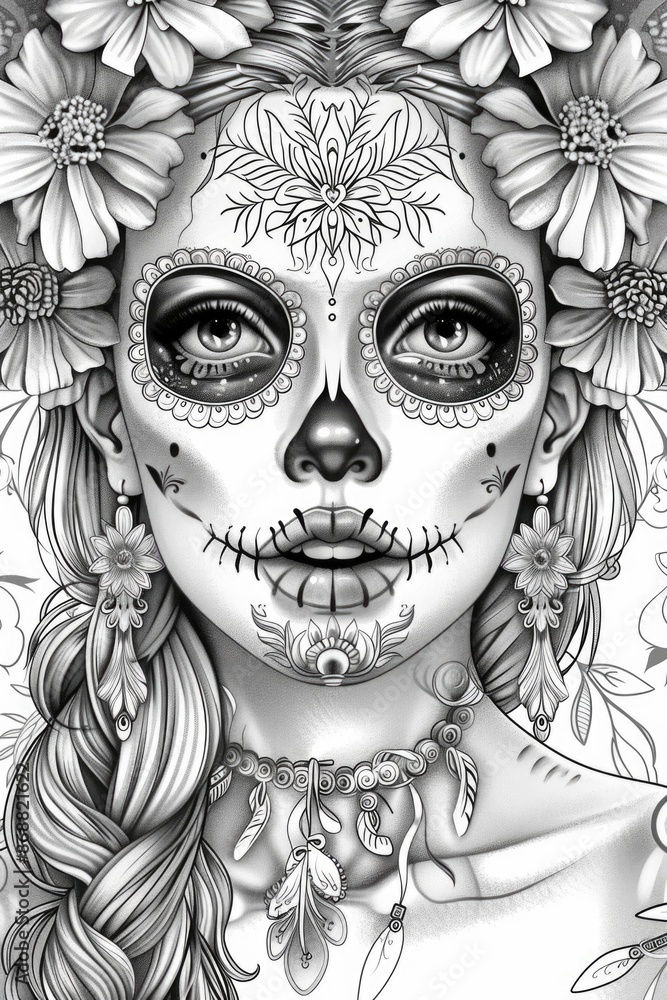 Fototapeta premium Woman with flowers in hair