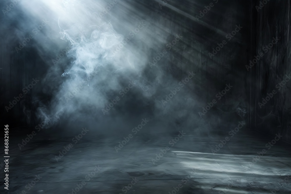 Light in a dark concrete floor with smoke background for display product. Light in a dark concrete floor with smoke background for display product.