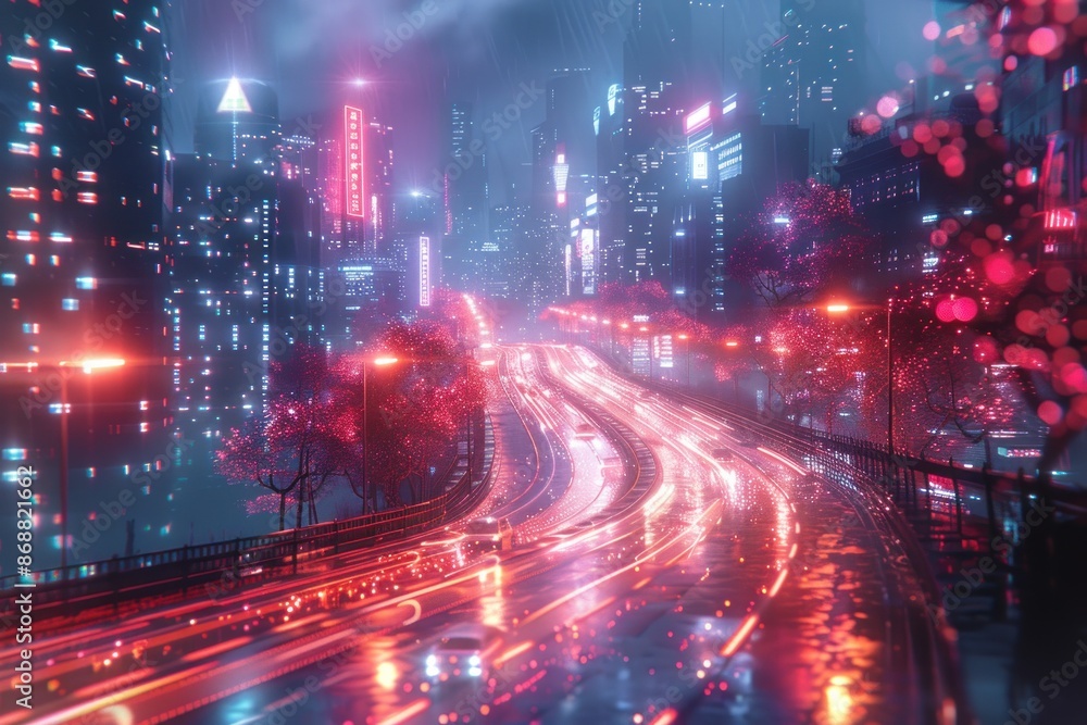 Nighttime Cityscape with Blurry Lights Nighttime Cityscape with Blurry Lights