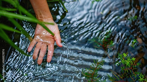 A hand thoughtfully designing sustainable drainage systems