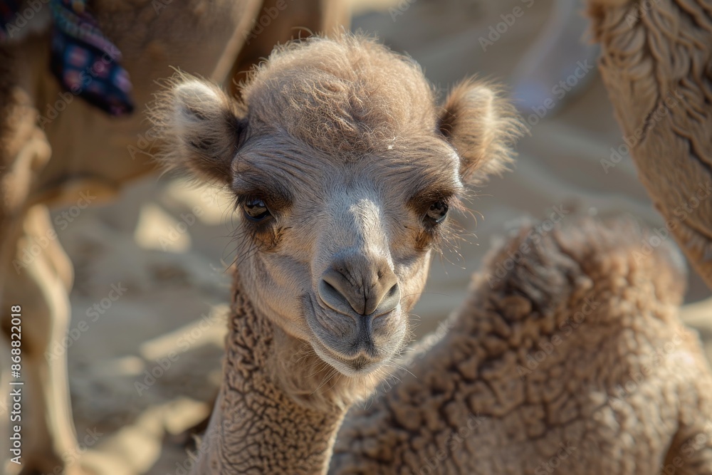 Obraz premium Young camel near desert resort in Oman on February 8 2024