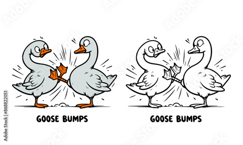 Cute Goose Bumps Illustration - Hand-drawn Whimsical Clipart for Crafts.flat vector illustration on white background