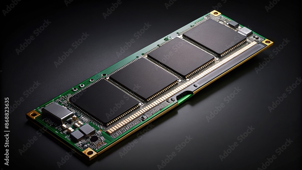High-performance next-generation internal solid-state drive with cutting-edge technology and blazing-fast speed, isolated on a sleek black background, showcasing its compact M.2 design. High-performance next-generation internal solid-state drive with cutting-edge technology and blazing-fast speed, isolated on a sleek black background, showcasing its compact M.2 design.