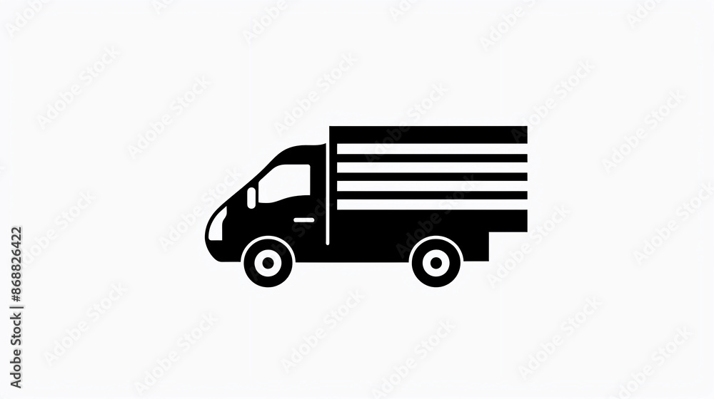A black and white delivery truck icon A black and white delivery truck icon