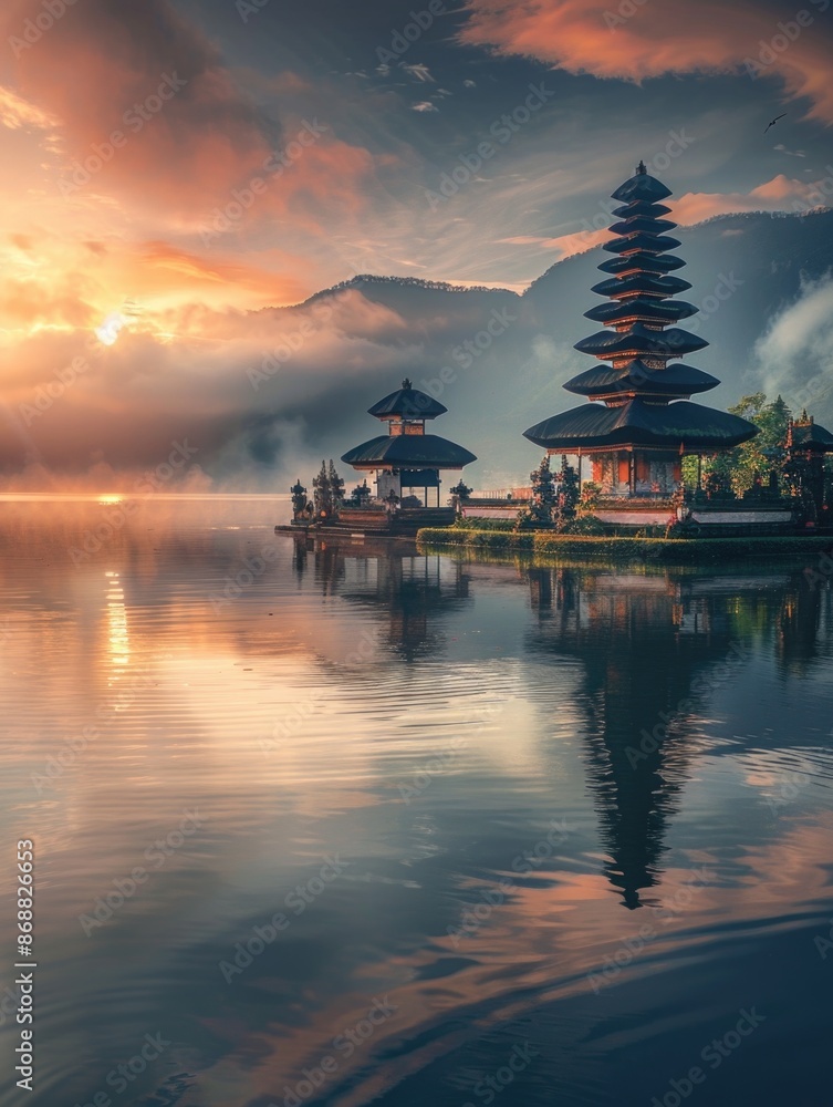 Obraz premium Pagodas on lake