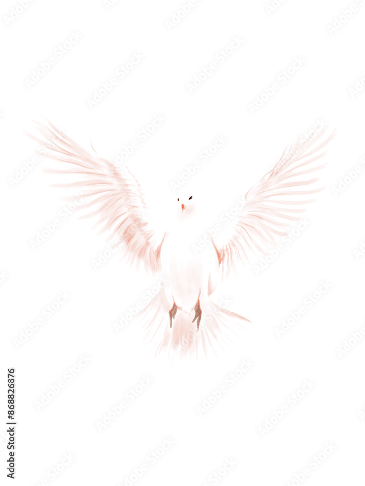 White dove, a universal symbol of peace, soars with outstretched wings White dove, a universal symbol of peace, soars with outstretched wings