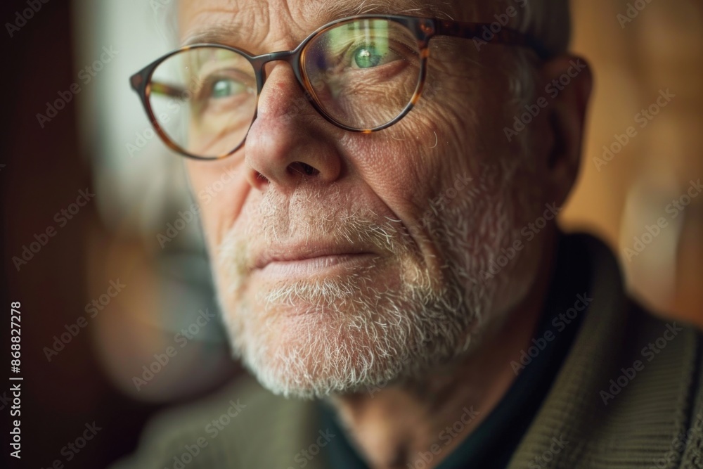 A close-up shot of a person with glasses, looking straight into the camera A close-up shot of a person with glasses, looking straight into the camera