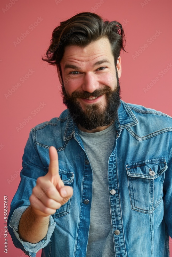 A bearded man giving a thumbs up in a friendly gesture A bearded man giving a thumbs up in a friendly gesture