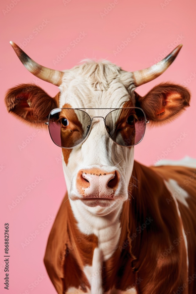 A relaxed cow enjoying its summer day, suitable for use in cartoons, advertisements or casual designs A relaxed cow enjoying its summer day, suitable for use in cartoons, advertisements or casual designs