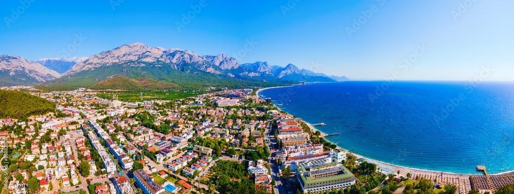 Obraz premium Kemer city beach aerial panoramic view, Turkey